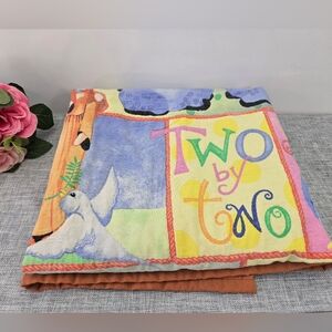 Vintage 1980s Lightweight "Two By Two" Noah's Ark Baby Blanket Quilt